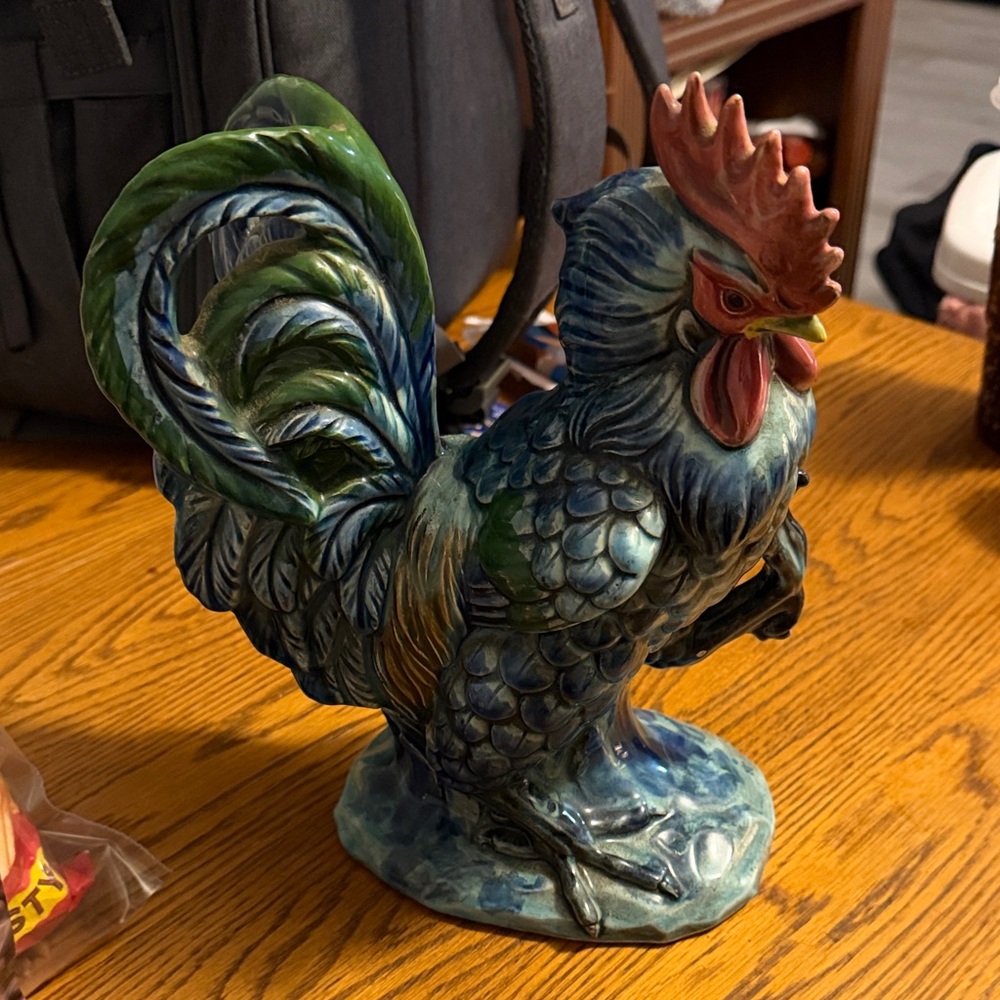 Vintage Lefton Fighting Rooster Blue Rooster